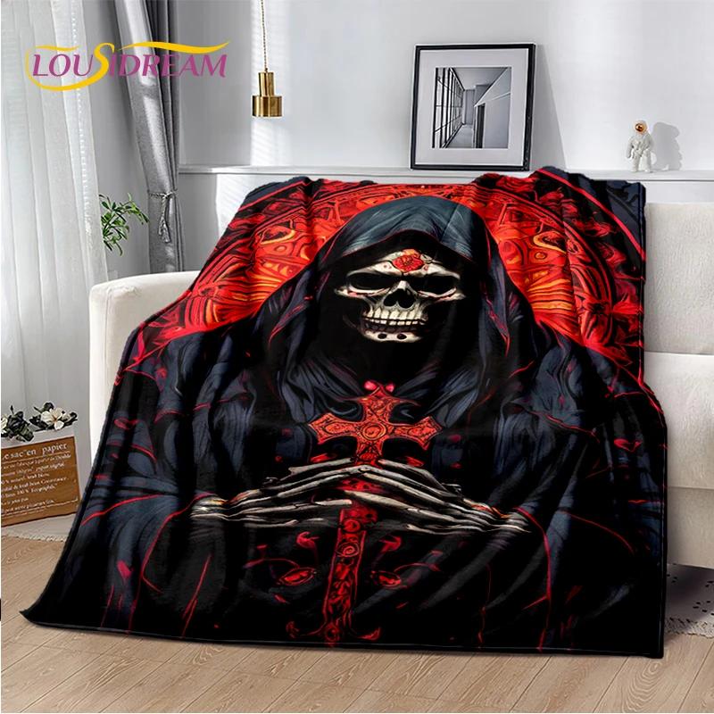 2025 New Gothic Horror Character Skull Ghost Spirit Soft Blanket,Soft Throw Blanket for Home Bedroom Bed Sofa Picnic Travel Gift