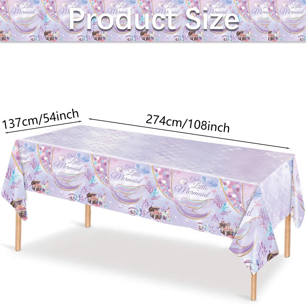 Purple Mermaid Disposable Tableware Set Our Little Mermaid Plates Cups Napkins Kids Girls Happy Mermaid Birthday Party Supplies