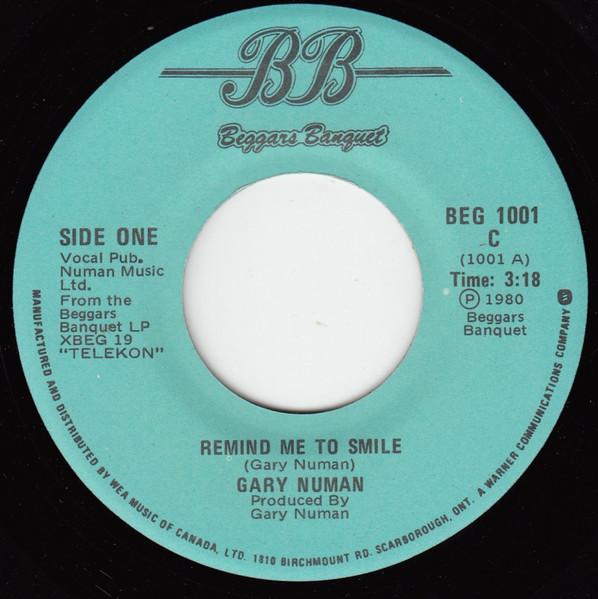 

7-дюймовая пластинка GARY NUMAN Remind Me To Smile BEG1001 Beggars Banquet 1980 Канада Рок Б/у
