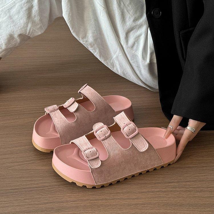 

Design sense niche slippers women s summer wear versatile new platform casual sandals beach shoes 40 розовый