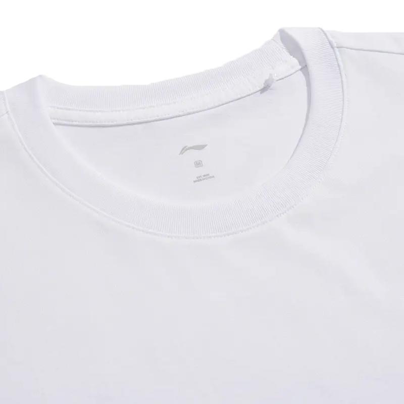 Li-Ning Solid Color Round Neck Pullover Short Sleeve Casual Sports Suit Unisex Suit White Black AHSUA49-1+YAPV001-1