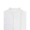 Men Mandarin Stand Collar Long Sleeve Shirt Vertical Pleated Front Placket Loose Wrinkle Linen Casual Button Blouse