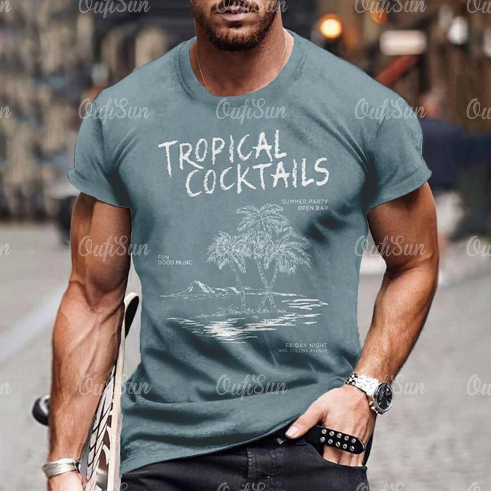 

Мужская футболка с графикой кокосовой пальмы и 3D принтом, модная футболка с коротким рукавом, футболка с круглым вырезом, мужская одежда, гавайская футболка, уличная одежда 8XL