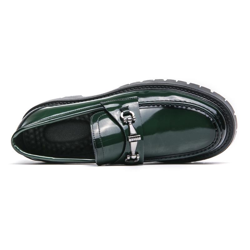 Men's British Style Formal Leather Slip-on Loafers - Thick Sole, Height Increasing, Big Toe Casual Shoes