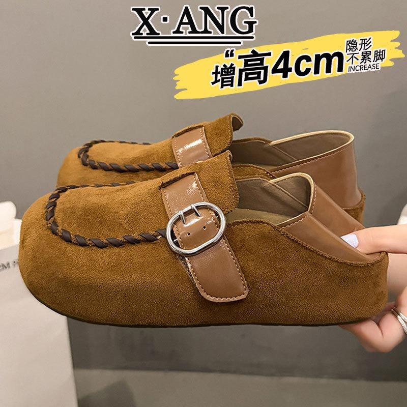 cm inner height increase women's shoes leather all-inclusive new autumn shoes women's one-pedal loafers