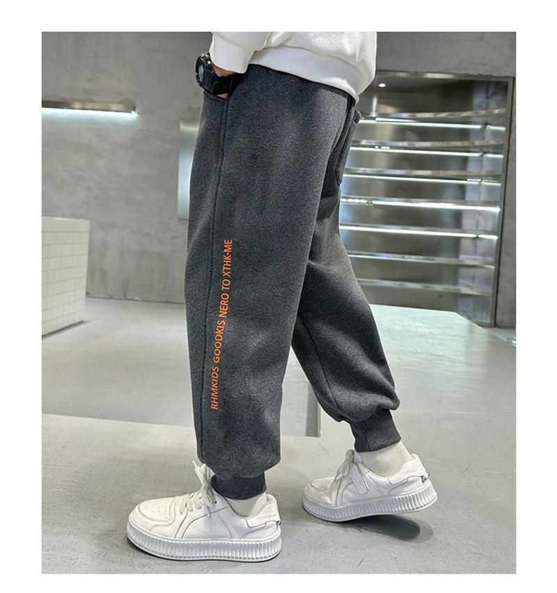 Boys Thick Lambswoolen Pants Winter Teenager Plush Velvet Trousers Children Cotton Sports Pants Big Kids Warm Snow Clothing