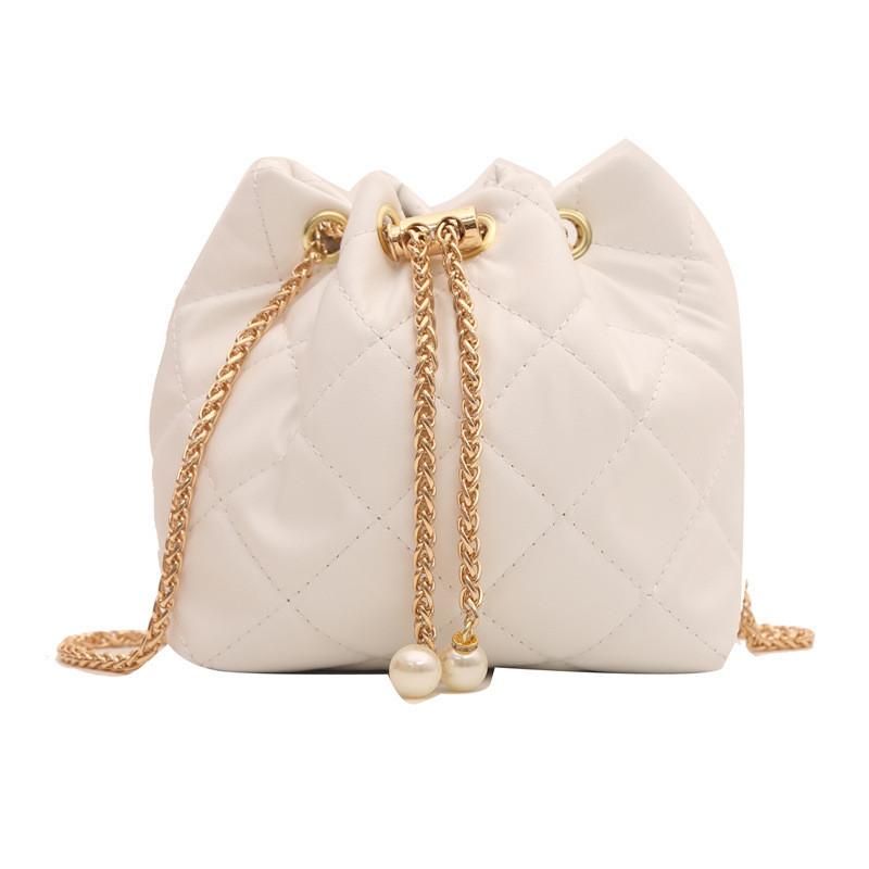 Fashionable Urban Simple Pu Bucket Bag Chain Single Shoulder Crossbody Bag
