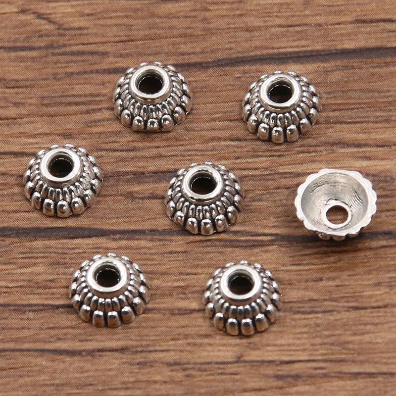 Antique Silver Flower Spacer Beads: Multi-Style, Hollow Design for DIY Bracelets & Necklaces