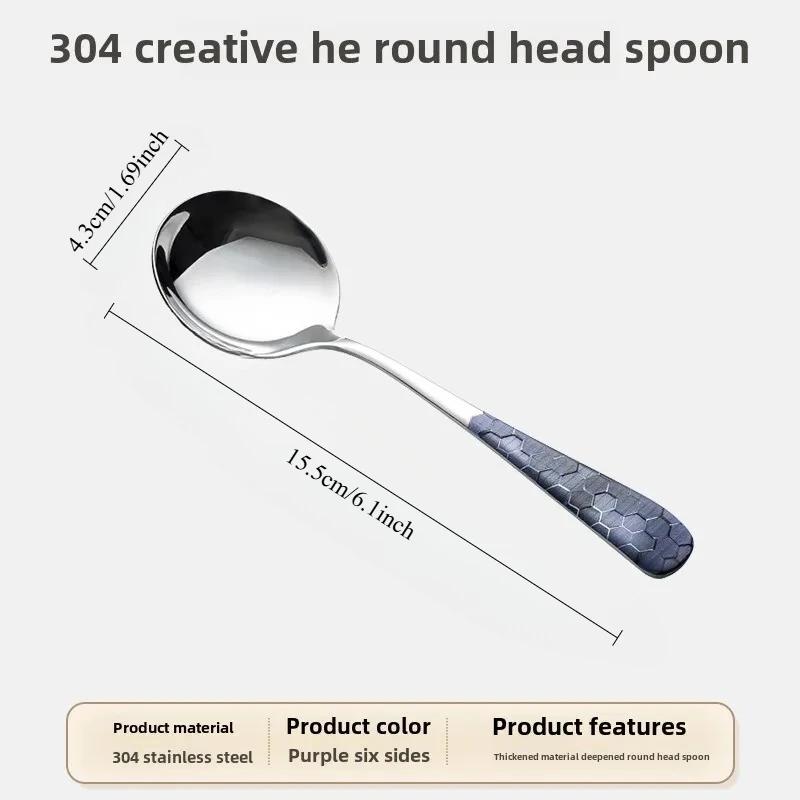 Cucchiaino per Bambini in Acciaio Inossidabile 304 con Testa Rotonda e Manico Lungo - Sicuro per l'Alimentazione dei Lattanti con Zuppa, Design Creativo Stile Coreano (ZOKE)