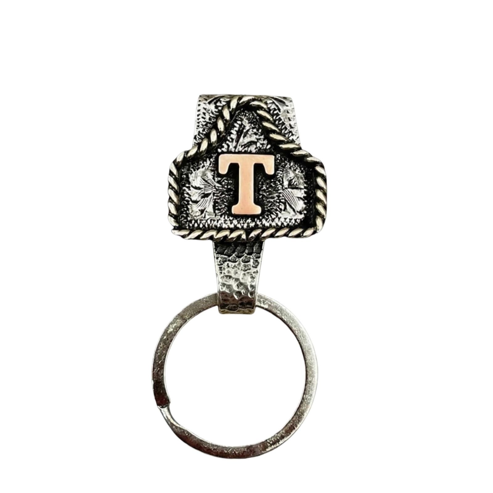 

Western Cowboy Letter Keychain, Vintage Handmade Letter Initial Keychain Clip, Personality Metal Key Chain For Belt One Size