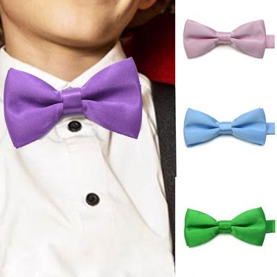 Solid Color Children BowTie Polyester Fabric Easy Wear Necktie For Weddings Celebration School Event Neck Accessories