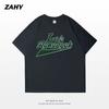 Summer Fashion Heavyweight Retro Men's English Letters 100% Cotton Printed Round Neck High-quality Casual Fitness Street T-shirt