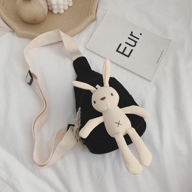 Adorable Cartoon Rabbit Waist Bag For Kids Stylish Trendy Canvas Crossbody Bag