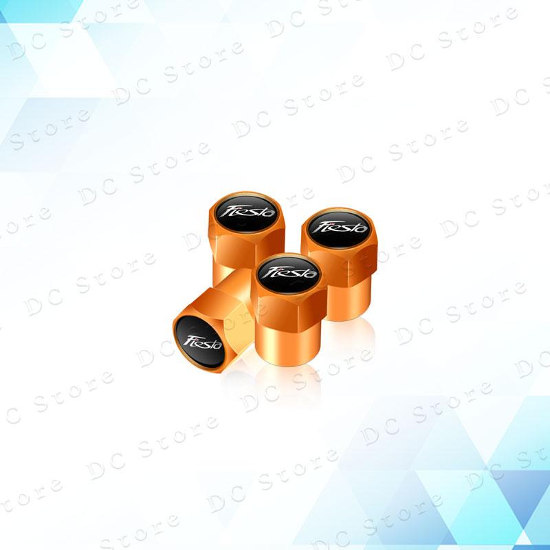 AAANK1 4pcs Metal Aluminum Alloy Car Wheel Tire Valve Air Stem Cap Dust Proof Covers For Ford Fiesta Emblem Accessories