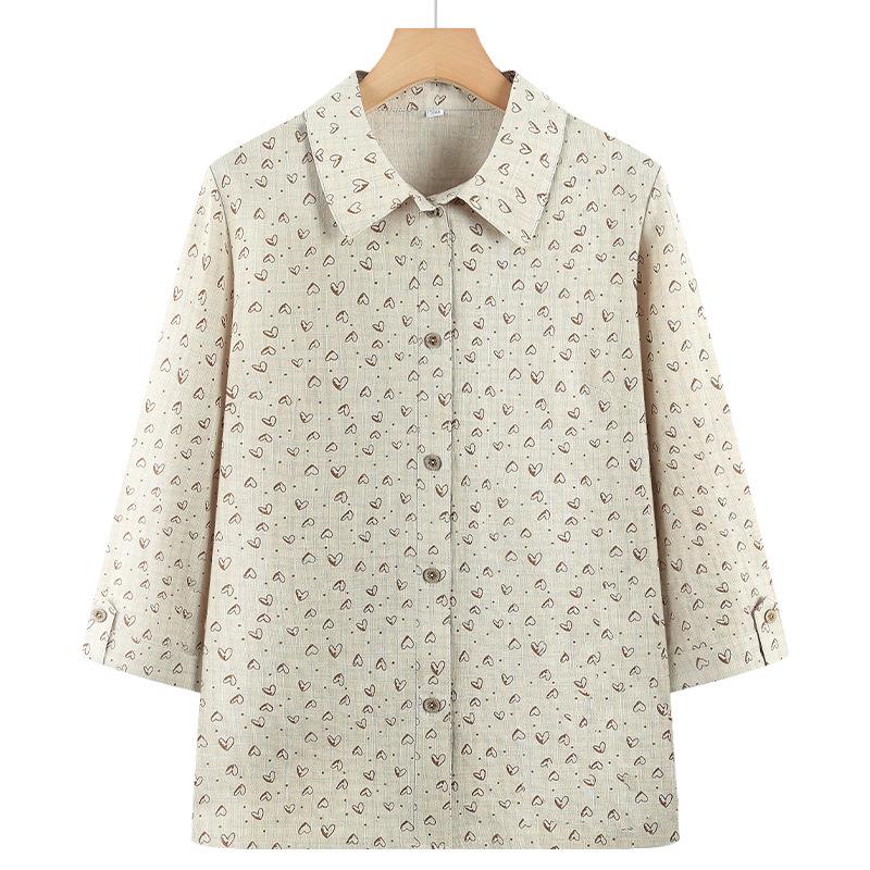 

2026 New Style Pure Cotton Summer Shirt for Middle-Aged and Elderly Women 4XL (125-140 jin)