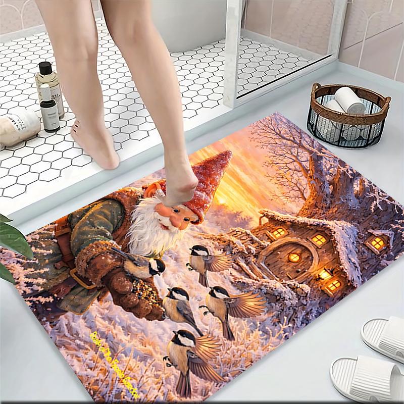 1Pc Christmas Gnome Celebration Carpet Rug Soft Washable Antislip Home Living Room Sofa Mats Personalized Christmas Rug