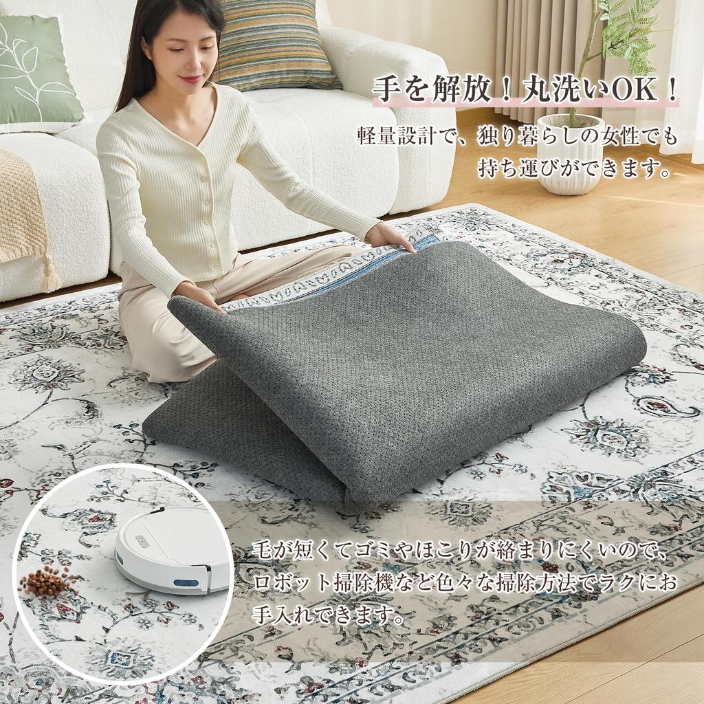 HARUMIN Nordic Rug, Stylish Rug with Elegant Lustre. Persian-inspired, Thick 12mm Rug. Abrasion-resistant, lightweight, washable, and suitable for din