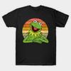 Men Black Print T-shirt Kermit The Frog No-Cut Transfer Paper Print Cotton Tshirt