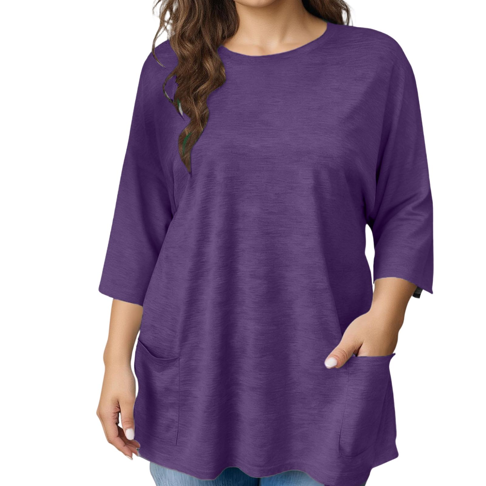 

Женская модная элегантная блузка с коротким рукавом для работы и на каждый день XL фиолетовый