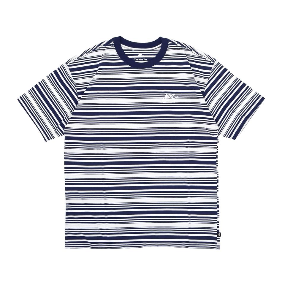Nike SB Gestreiftes Rundhals-Casual-Kurzarm-T-Shirt Herren-Tops Weiß Blau FQ3712410