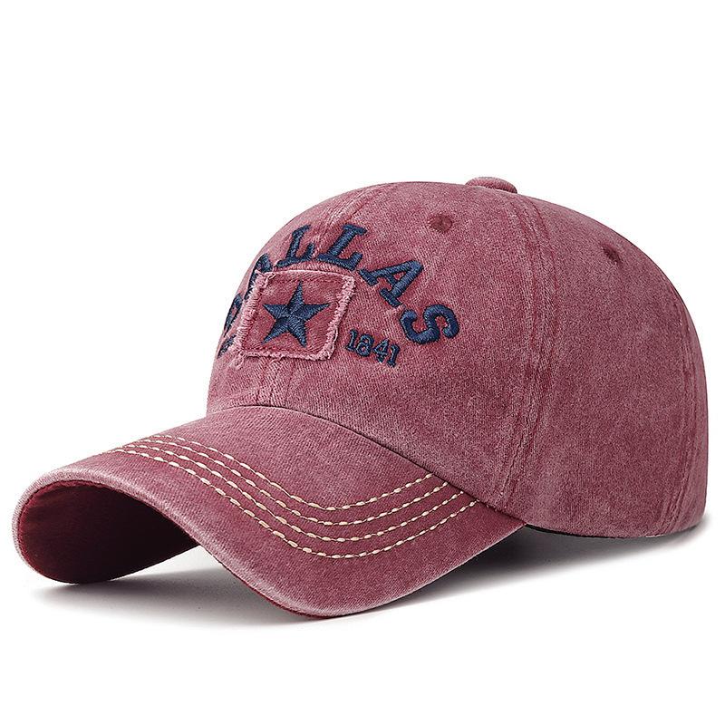 Pentagram Patch Washed Baseball Cap 1841 Embroidered Versatile Vintage Cap Faded Vintage Sun Cap