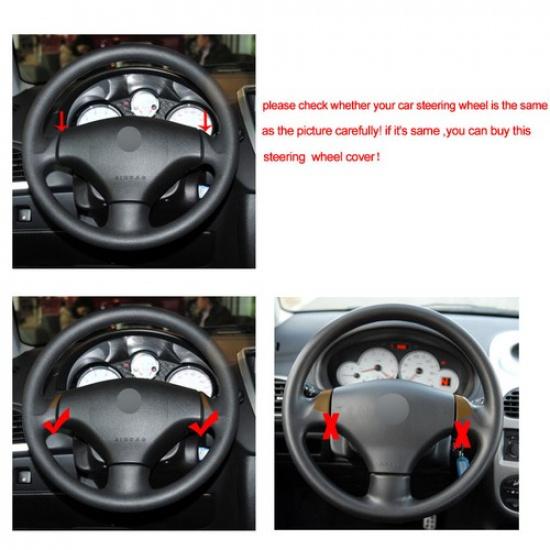 For Peugeot 206 2007 - 2009 Peugeot 207 Hand Sewing Car Steering Wheel Cover