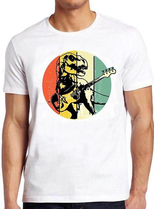 Dinosaur Playing Guitar Funny Meme Gamer Cult Movie Music Gift Tee T Shirt M705 XL