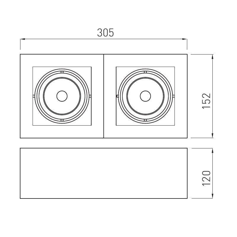 Oprawa Sufitowa Downlight Natynkowa Pireo 2Xar111 Czarna Gtv