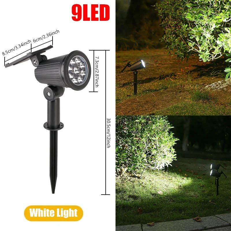 Outdoor LED Solar Spotlight Light 9LEDs Brightness Adjustable Spot Light IP65 Waterproof Garden Backyard Lawn Light Decotation