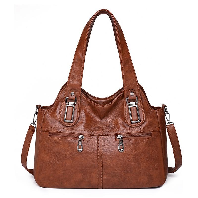 Soft Leather Large-capacity Handbag Bag Fashionable Retro Shoulder Messenger Bag