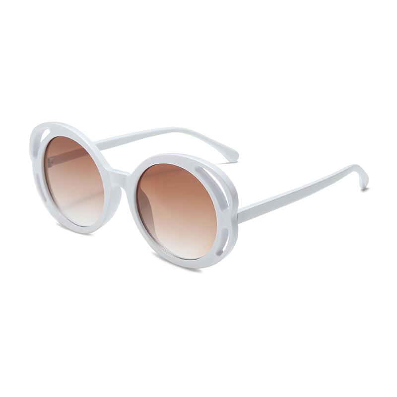 New Hollowed Out Uv Resistant Sunglasses For Women Elegant Round Frame Slimming And Refreshing Sweet Sunglasses 7747