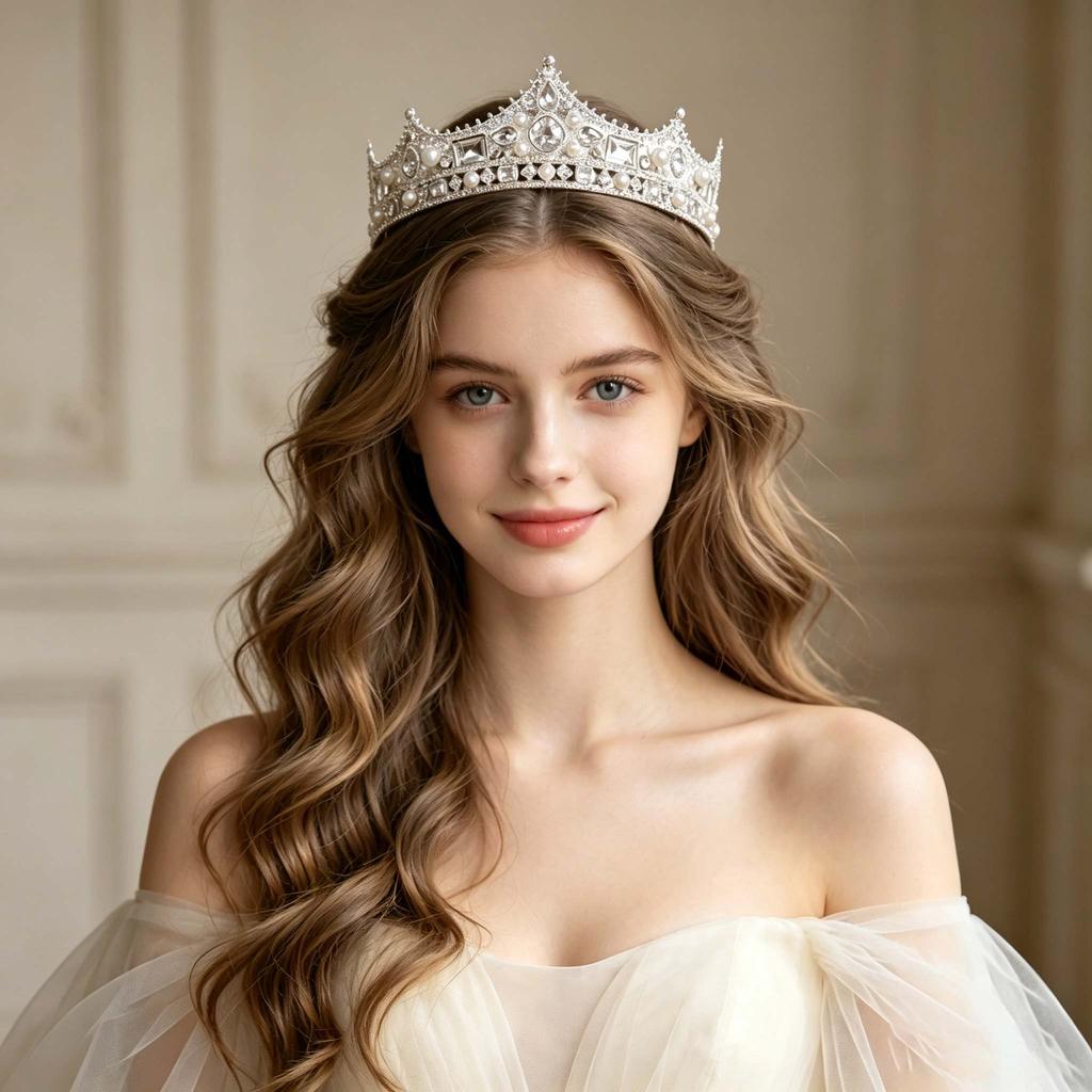 Crystal Rhinestone Round Crown Tiara Hair Jewelry Wedding Hair Accessories Bridal Hair Jewelry Queen Party Crown and Tiaras Gift