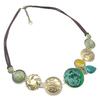 European Retro Colorful Oil Painting Necklace: Women's Ethnic Style Leather Cord Jewelry