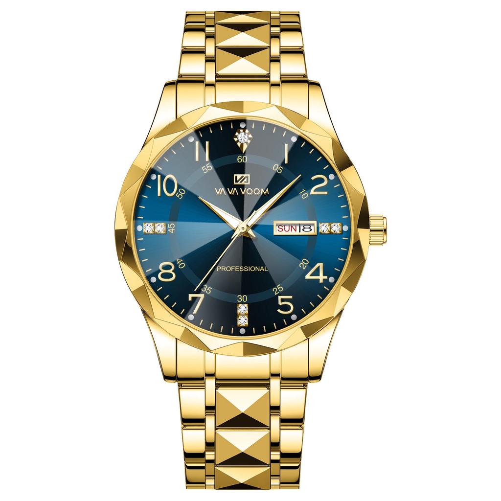 Wow Order Change Logo Men's Diamond-Cut Design Wristwatch