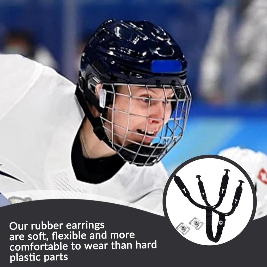 1set Hockey Helmet Chin Strap Hockey- Ear Sling- Loops Replacement Strap With Snap- Practical Hockey Game Accessory