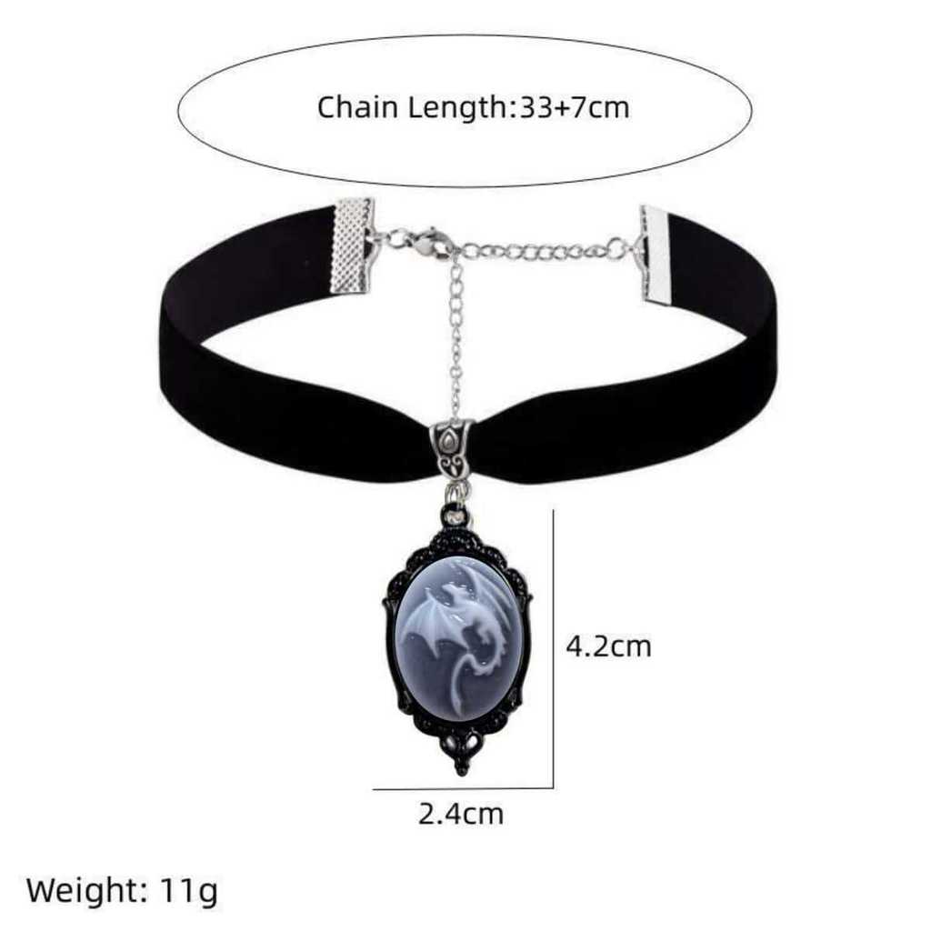 Gothic Dragon Pendant Necklace With Velvet Embossed Design For Men And Women