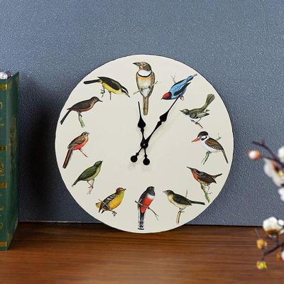 Bird Wall Clock Decorative Home Decoration Non Ticking Wood Hanging for Farmhouse Bedroom