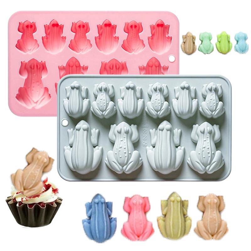 Silicone Frog Molds, 10-Cavity 3D Animal Shape, 7.13 X 4.37 Inches, For Baking Cupcake Topper Chocolate Candy