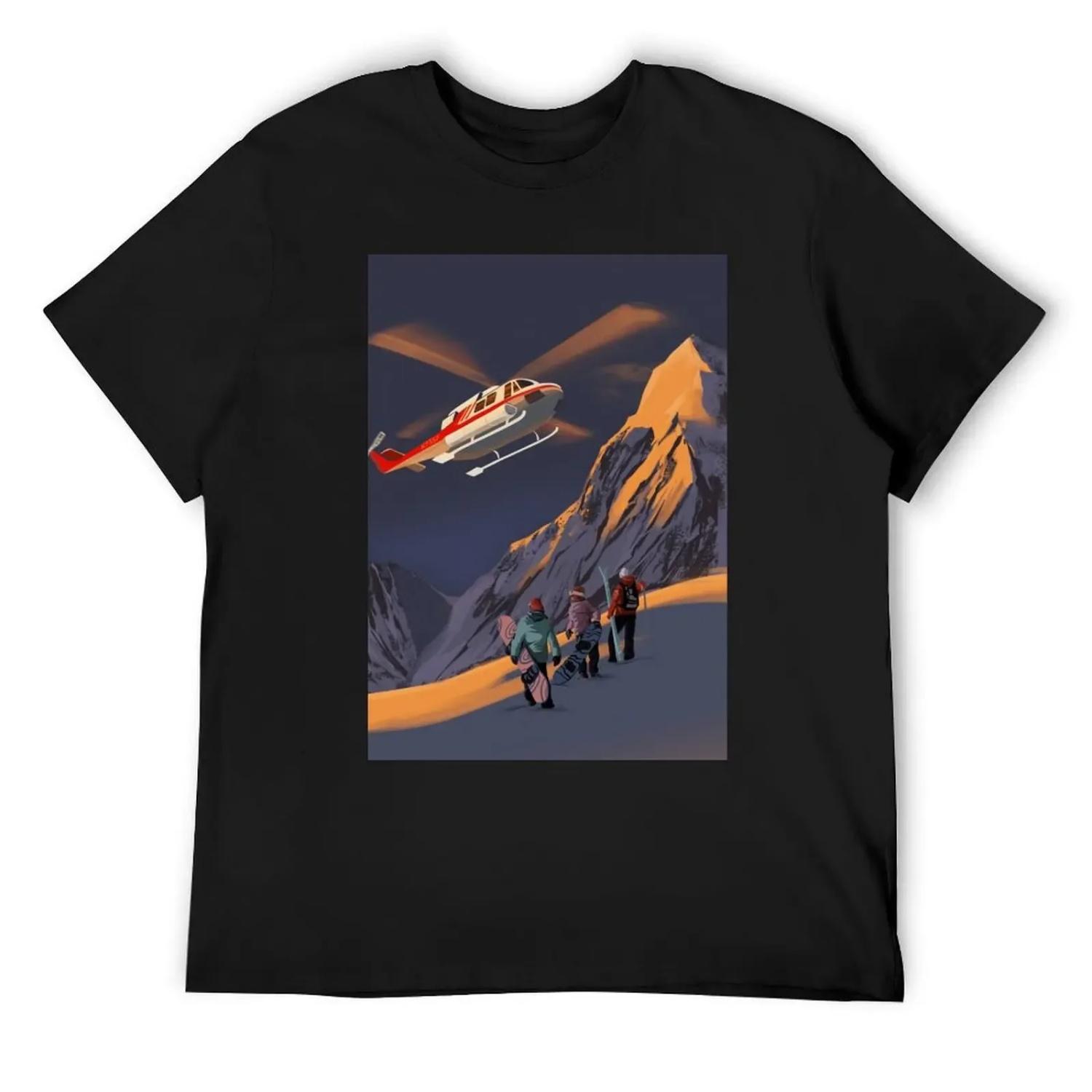 Heliski Sunrise Scenic winterports T-Shirt Luxury man graphic shirts custom shirt Men s t shirts S