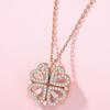 Four Leaf Clover Necklace Silver Open Convertible Small Heart Pendant Necklace Jewelry Rose Gold