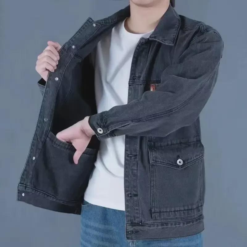 2023 Spring/Summer Men's Loose Denim Workwear Jacket - Large Sizes, Trendy Fall Fashion
