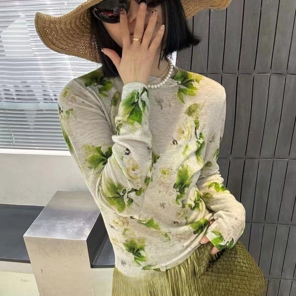 DIMANAF 2025 Summer Women Transparent Printing Sun Protection T-Shirt Basic New Fashion Tops Tees Casual Loose Tees