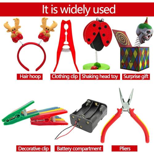 JUTOSU Sada pružin, 200 kusů, 20 typů, Tlačné pružiny, Tažné pružiny, Vinuté pružiny, Vybírací nástroj, Včetně úložného pouzdra, Ideální pro DIY opravy