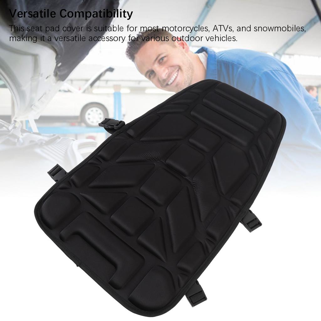 ATV Seat Cover Padded Breathable Shock Absorbing Antislip Motorcycle Seat Pad Protector for Most Snowmobile Black