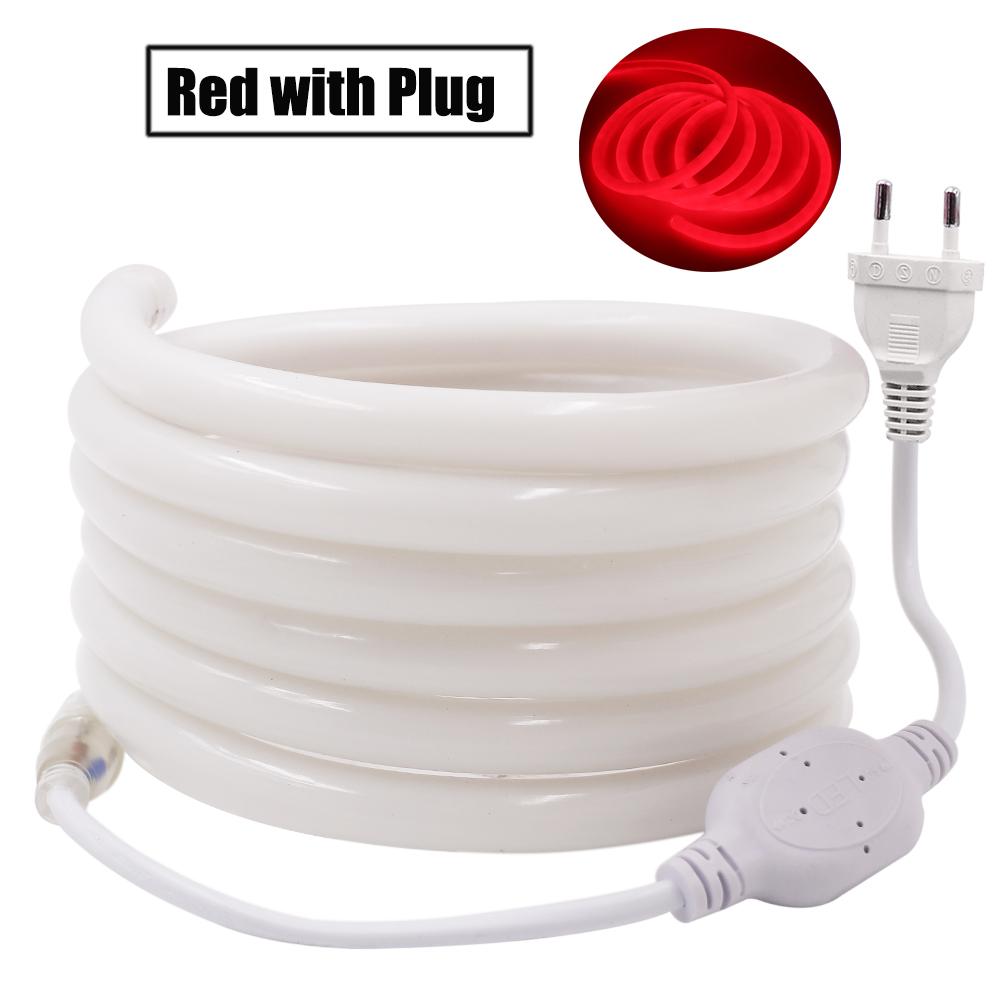 Round LED Flexible Strip Light 220V SMD 2835 RGB LED Neon Light flex tube 120led IP68 Waterproof rope string lamp EU Power plug