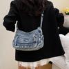 Schultertasche mit großer Kapazität Damen Denim Umhängetasche Mamatasche