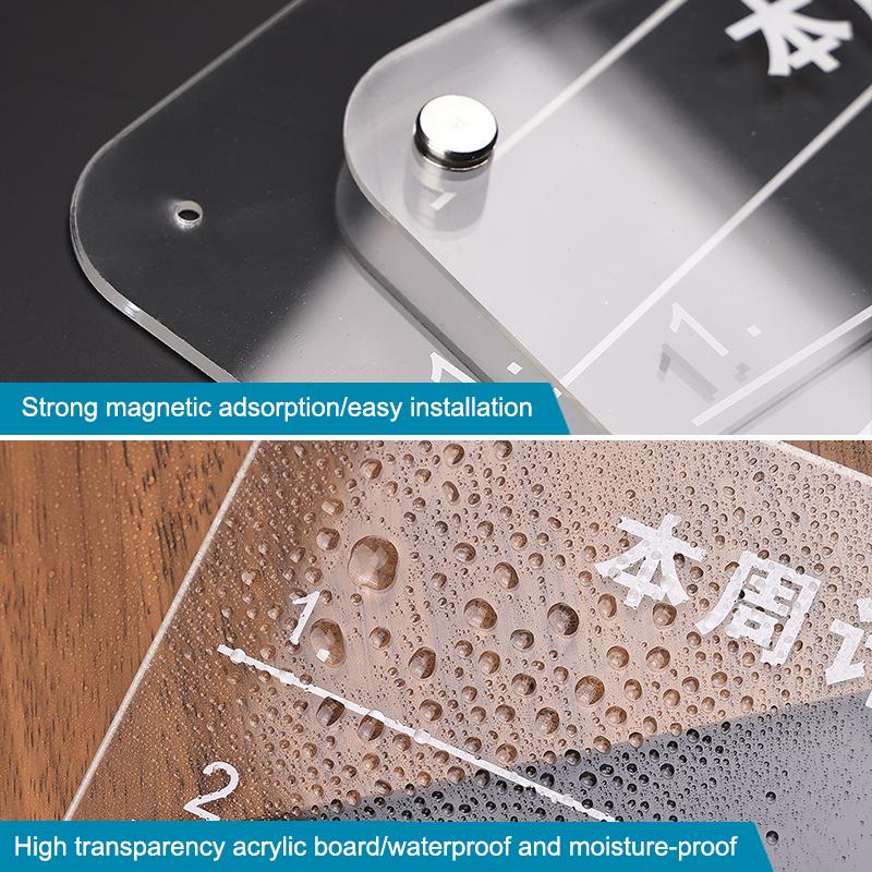 Acrylic Refrigerator Magnet Calendar Board Magnetic Handwritten Erasable Message Board Whiteboard Memo Weekly Planner
