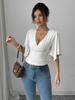 Elegant V-neck Versatile Trend Big Sleeve Women's T-shirt Two-piece Set