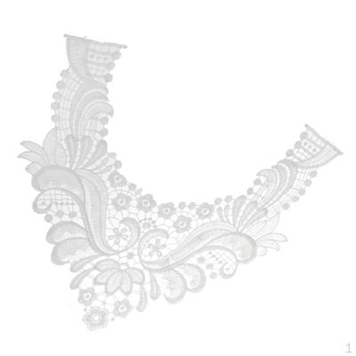 Vintage Lace Embroidered Applique Neckline Wedding Sew Patch White