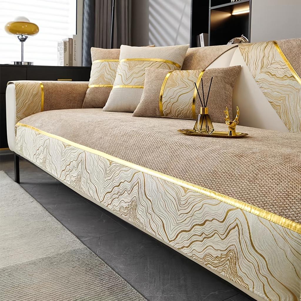 Light Luxury Chenille Sofa Cover For Living Room Pets Kids Sofa Towel Mat Solid Color Non-Slip Couch Cushion Slipcover